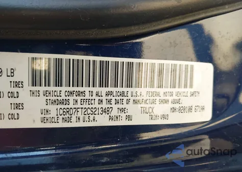 2012 Ram 1500 St from USA, damaged, VIN 1C6RD7FT2CS213487